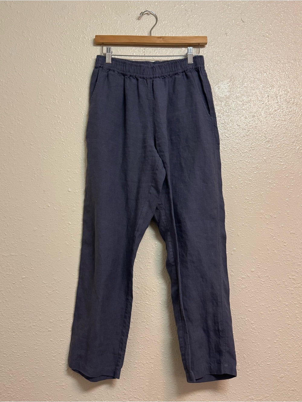 Petalura Dark Grey Linen Straight Leg Pants